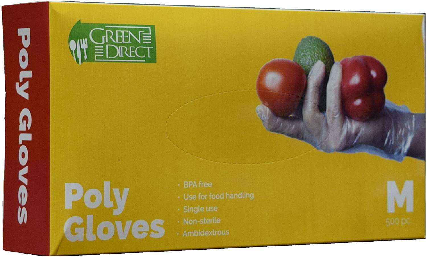 Green Direct Disposable Plastic Food Preparation Poly Gloves Size
