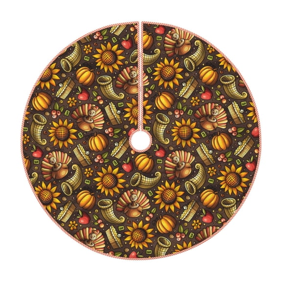 Xecao Chrysanthemum turkey Pattern Christmas Tree Skirt Holiday Part Decorations for Christmas Tree, Farmhouse Christmas Decor Xmas Holiday Home Party Decorations-36"