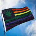 thumbnail image 2 of HTOOQ Drapeau Extérieur Leaf Weed Pride Résistant aux Intempéries en Polyester Arc-en-Ciel 90x150cm, 2 of 9