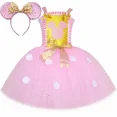 thumbnail image 3 of Vestido de tutú de Minnie rosa para niñas pequeñas, vestido de princesa de tul con lunares y purpurina de dibujos animados, disfraz de Cosplay para fiesta de cumpleaños de Halloween para niños, 3 of 5