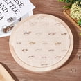 thumbnail image 4 of 92-Slot Flat Round Wooden Finger Rings Display Stands Ring Organizer Holder Tray with Velvet Inside Beige 26.2x1.75cm 1pc, 4 of 7