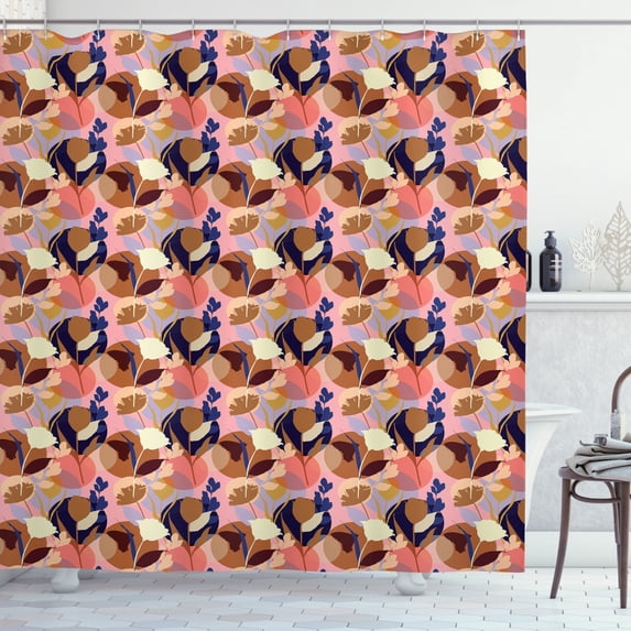 Floral Shower Curtain, Colorful Summer Gardening Theme with Composition of Different Species of Flowers, Fabric Bathroom Set with Hooks, 69W X 75L Inches Long, Multicolor, by Ambesonne