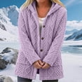 thumbnail image 3 of Perfectbot Women's Sherpa Hooded Coat, Button Down Chunky Cable Warm Winter Outerwear with Pockets, 3 of 8