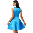 thumbnail image 2 of SiiRoh Women's 80s 90s Movie Dress Sleeveless Bowtie Lapel Party Princess Dresses Blue L, 2 of 7