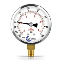 CARBO Instruments 2-1/2" Pressure Gauge, Chrome Plated Steel Case, Dry, Compound Vacuum -30 Hg - 0-60 psi Lower Mount 1/4" NPT