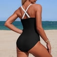 thumbnail image 7 of GEWSEY Women's One Piece Swimsuit Tummy Control Swim Suits for Women 2026 Modest Swimwear V Neck Color Block Bathing Suit (Black, S), 7 of 7