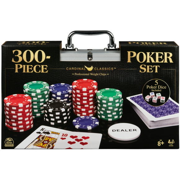 300-Piece Poker Set with Aluminum Carrying Case & Professional Weight Chips Plus 5 Poker Dice