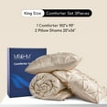 thumbnail image 5 of MR&HM Satin Comforter King Set 3pcs, Pintuck Beddding Sets with Comforter and 2 Pillow Shams, Soft Fluffy Silky Comforter for All Season (King, Champagne), 5 of 8
