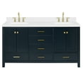 thumbnail image 2 of ARIEL Cambridge 66 Inch Double Rectangle Sink Bathroom Vanity With Carrara White Quartz Countertop 1.5 Edge In Midnight Blue, 2 of 7