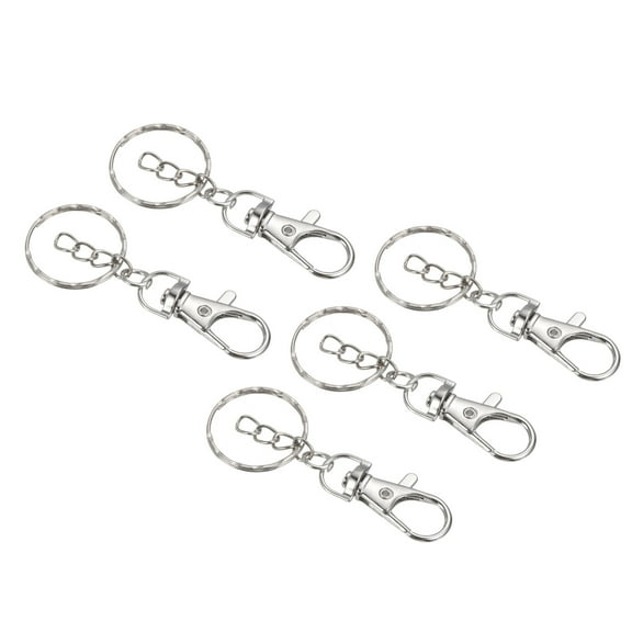 Uxcell Key Chain Rings Metal Keyring Clip Hook Keychain for DIY, Silvery 5 Pack