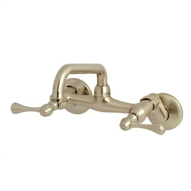 Kingston Brass KS373SN Robinet de Buanderie Mural Central Réglable Traditionnel 6 Po. - Nickel Brossé