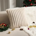 thumbnail image 2 of Btomtd 17.7x17.7 in Plush Christmas Pillowcase with Border Solid Color Decorative Pillow Cover Pillow Case Festive Decor, Beige, 2 of 6