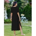 thumbnail image 5 of Zeagoo Sundress Dress Women's Casual Loose A Line Crewneck Split Maxi Cover Up Holiday Beach Tropical Bohemian 2025 Shift Sun Dress Outfits with Pockets, 5 of 8