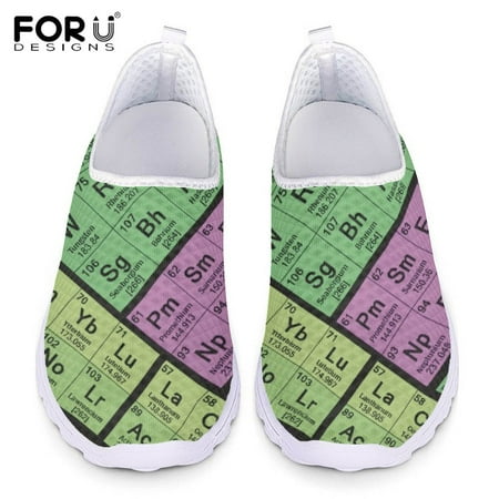 

FORUDESIGNS Periodic Table Printing Loafers for Ladies Shoes Super Light Mesh Sneaker Shoe Women s Soft Slip-on Flat Shoes Mujer