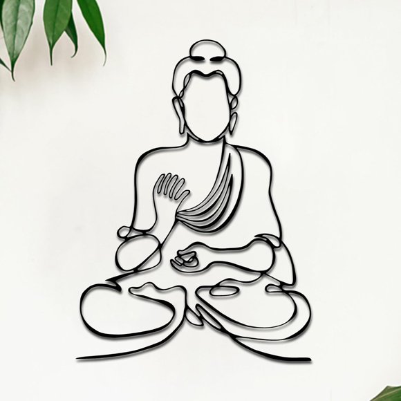 Rajukit Minimalist Buddha Decor–Zen Wall Art for Yoga & Meditation Spaces, Spiritual Metal Wall Art for Home, Office, Outdoor Use – Serene Hindu Decor Perfect for Minimalist Interiors