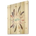 thumbnail image 2 of Designart 'Ancient Round Wreath With Birds Feathers' Bohemian & Eclectic Print on Natural Pine Wood, 2 of 5