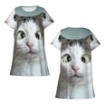 thumbnail image 3 of Bixox Funny Cat Pattern Women's Nightgown, Soft & Breathable Sleepwear, Round Neck Knee-Length Pajama Dress,Loungewear for Home & Sleep, 3 of 7