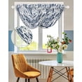 thumbnail image 3 of Waterfall Valances for Windows, Blue Floral Kitchen Sheer Valance Curtains, Ethnic Boho Botanical Geometric Art Rod Pocket Elegant Swag Valances for Living Room Bedroom, 47.2"x38.5", 3 Panel, 3 of 8