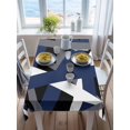 thumbnail image 3 of Navy Blue Black Geometric Rectangle Tablecloth, Modern Art Abstract Grey Line Waterproof & StainResistant Tablecloth, Washable Oil-proof Table Cover for Dining/Party/Wedding/Camping/Buffet 52x70 In, 3 of 9