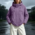 thumbnail image 6 of Waterproof Windbreaker Jacket Women Plus Size Hooded Long Sleeve Solid Color Windproof Casual Adjustable Hem Raincoat Outdoor Mountaineering Parka Jacket, 6 of 8