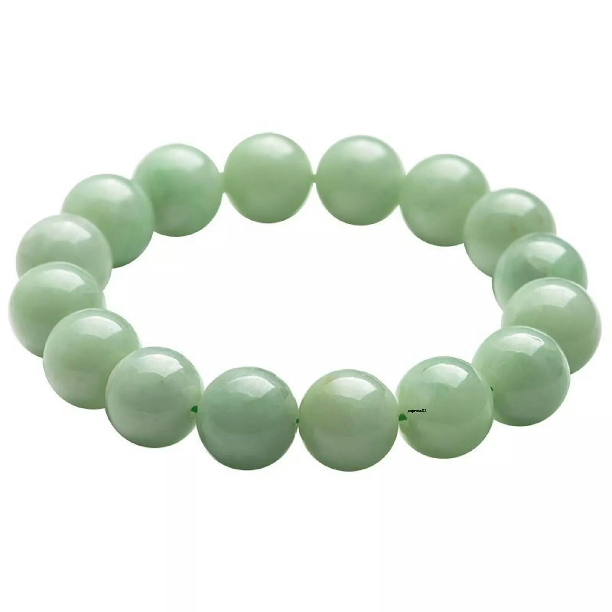 HOOUN Natural Grade A Jade Jadeite Lucky Men Women Best 13mm Round&nbsp;Beaded Bracelet