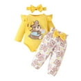 thumbnail image 2 of Delliss Toddler Girls Clothes Baby Rompers Newborn Infant Outfits Ruffle Sleeve Bodysuit Floral Pants Toddler Outfit, 2 of 9