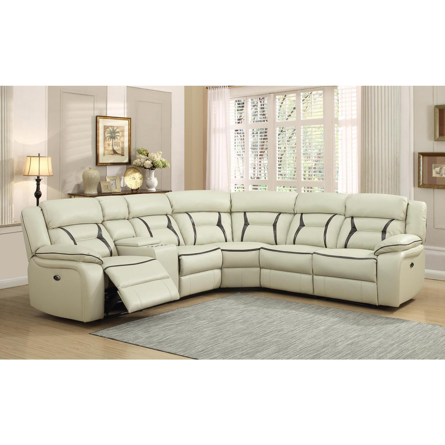 Myco Furniture Leo Recliner Leather Gel, Two Tone Leather Sectional