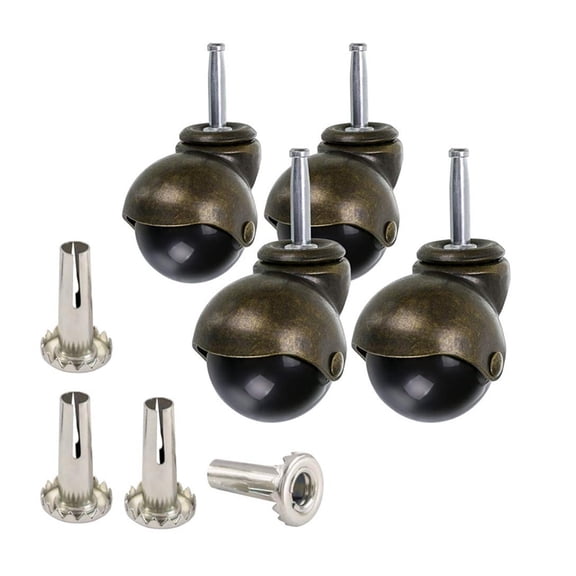 4 Pack 2 Inch Ball Caster Stem Caster Wheel with Sockets, Vintage Antique Swivel Caster for Furniture, Sofa, Chair, Cabinet
