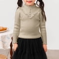 thumbnail image 3 of Aocisk Tricot Chaud pour Filles Manches Longues Col Rond Haut Doux Extensible Fil Pur Confortable Tenue Décontractée d'Hiver pour Tout-Petits Enfants Kaki 6-7 Ans, 3 of 3