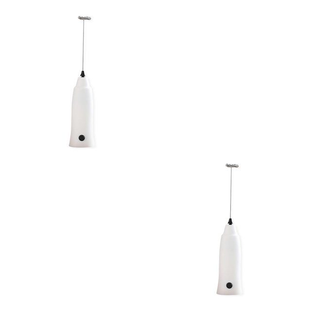 Inteprter Espumador de leche eléctrico, espumador de acero inoxidable, fabricante de bebidas a batería, batidor de huevos inalámbrico, licuadora, blanco 2piezas Inteprter CBP193022
