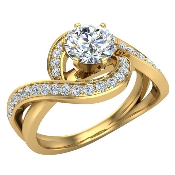 14k Gold Intertwined Diamond Engagement Ring Split Shank 1.00 CTW