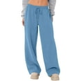 thumbnail image 2 of Womens Sweatpants Wide Leg Fleece Lined High Waisted Baggy Lounge Pants Cozy Joggers with Drawstring Casual Sweat Pants Spring Light Blue 2XL, 2 of 6