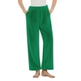 thumbnail image 5 of FRSASU Pajama Pants for Women Soft Comfy Plush Solid Color Casual Stretch Wide Leg Pants Green, 5 of 5