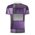 thumbnail image 5 of QQAMB Men T-shirts Short Sleeve Color Block Turndown Collar Half Zipper T-shirt Casual Fashion Blouse Tops Purple XL, 5 of 5