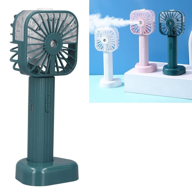 USB Rechargeable Hand Held Misting Fan, Quiet Cooling Fan with Battery & Stable Base