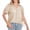 Khaki, variant on YHAJDS Short Sleeve Shirt for Women Solid Color Chiffon V Neck Loose Plus Size Spring Blouse