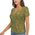 thumbnail image 2 of Wukai Squirrel And Nuts Casual V-Neck Graphic Tees for Women: Lightweight and Breathable Summer Tops with Stylish Design-X-Large, 2 of 8