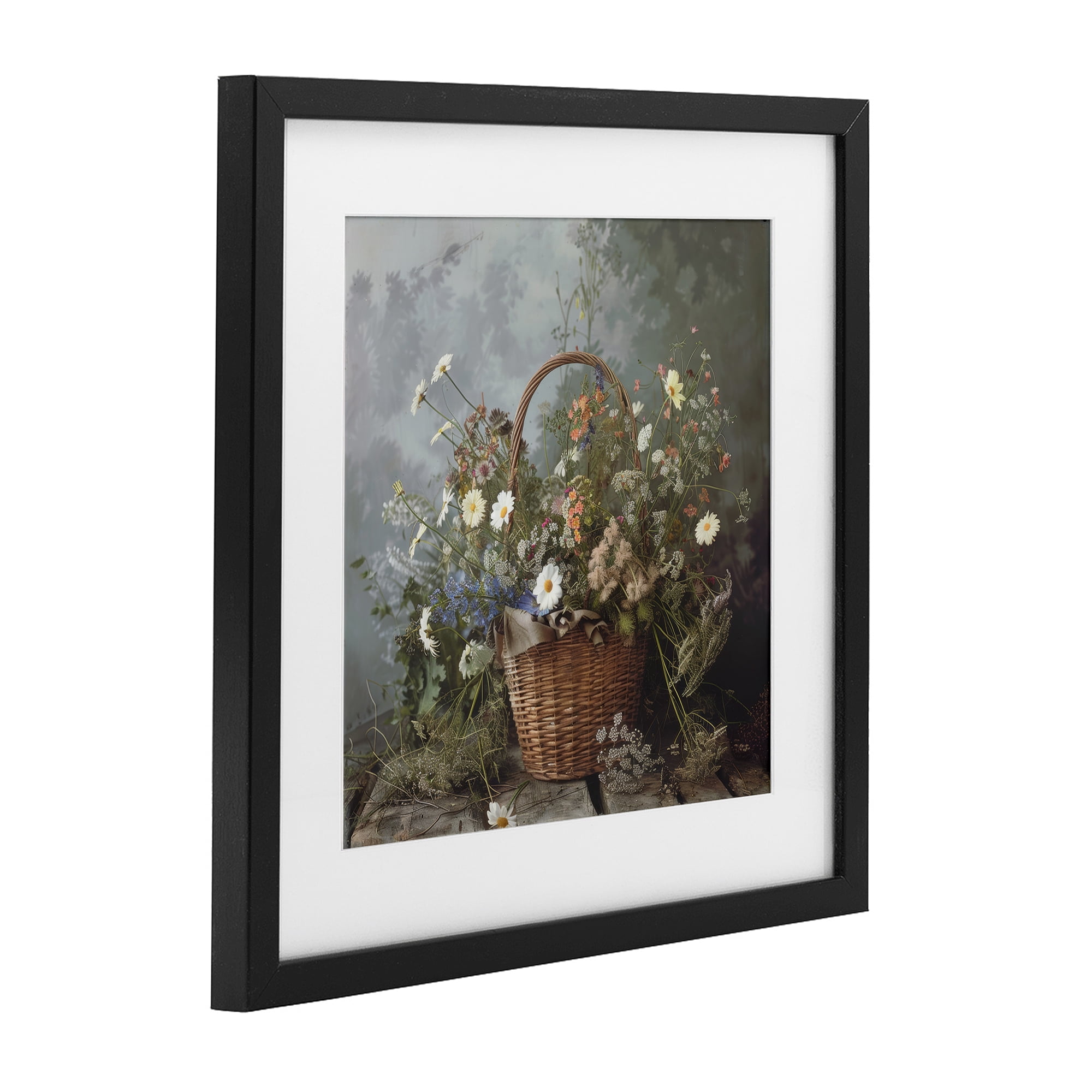 Stupell Industries Floral Basket Still Life Black Framed Print Under Glass, design by Lazar Studio