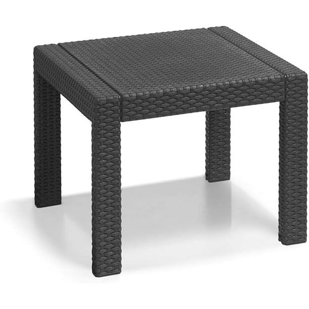 Keter Mesa de Jardín Victoria Small, Mesa Estilo Rattán, Polipropileno, Color Grafito