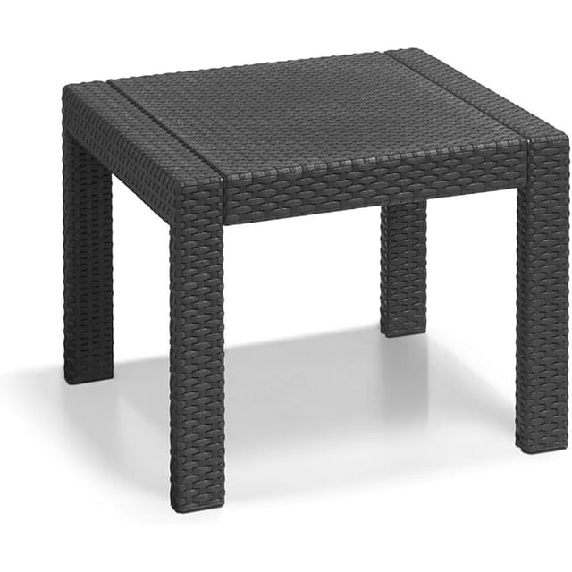 Keter Mesa de Jardín Victoria Small, Mesa Estilo Rattán, Polipropileno, Color Grafito
