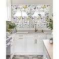 thumbnail image 4 of Daisy Butterfly Swag Kitchen Curtains Sets for Windows 24 Inch Length, Farm Flower Summer Spring Wood Grain Short Window Curtain Panels Swags Valances and Tiers 3 Piece Set for Cafe/Dining Room, 4 of 5