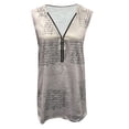 thumbnail image 4 of LEAVINGSUO Summer Womens Tank Tops Women's Fashion Casual Printed Vest Zipper V-Neck Loose Sleeveless T-Shirt Pullover Tops Gray XL, 4 of 4