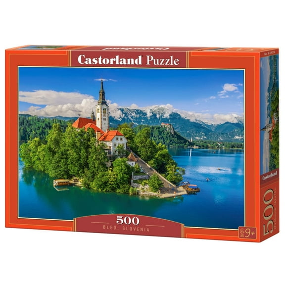 500 Piece Jigsaw Puzzle, Bled, Slovenia, Historic church, Lake view, Alps landscape, Adult Puzzle, Castorland B-54114