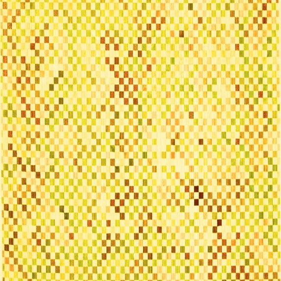 Ahgly Company Machine Washable Indoor Square Abstract Yellow Contemporary Area Rugs, 6' Square