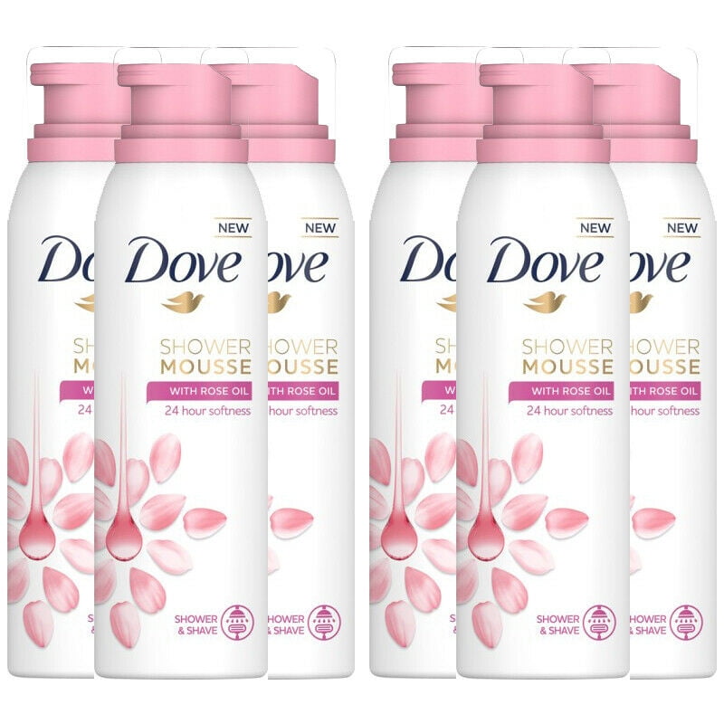 6 Pack Dove Shower Mousse with Rose Oil, 200ml