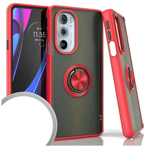 For Motorola Edge Edge Plus 2022 XT2201DL O-Ring Kickstand Cover Phone Case - Red