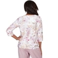 thumbnail image 2 of Alfred Dunner Womens Petite Watercolor Floral Textured V-Neck Top, 2 of 4