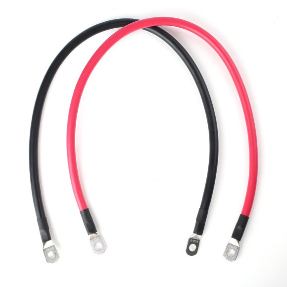 LotFancy 4 AWG Battery Cables, 4 Gauge 2 Feet Red + 2 Feet Black Pure Copper Wires with 5/16" Lugs Both Ends for Car Marine Solar Lawn Mower Motorcycle