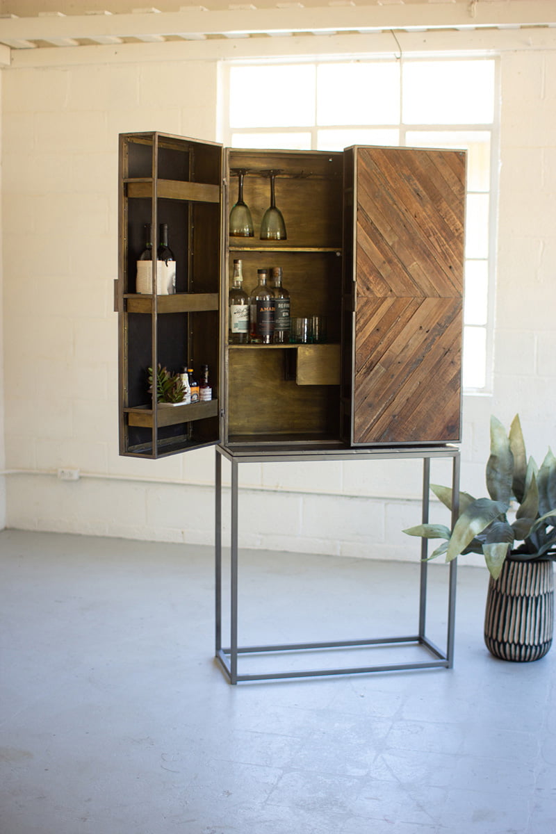 Kalalou Liquor Cabinet with Fold Down Shelf