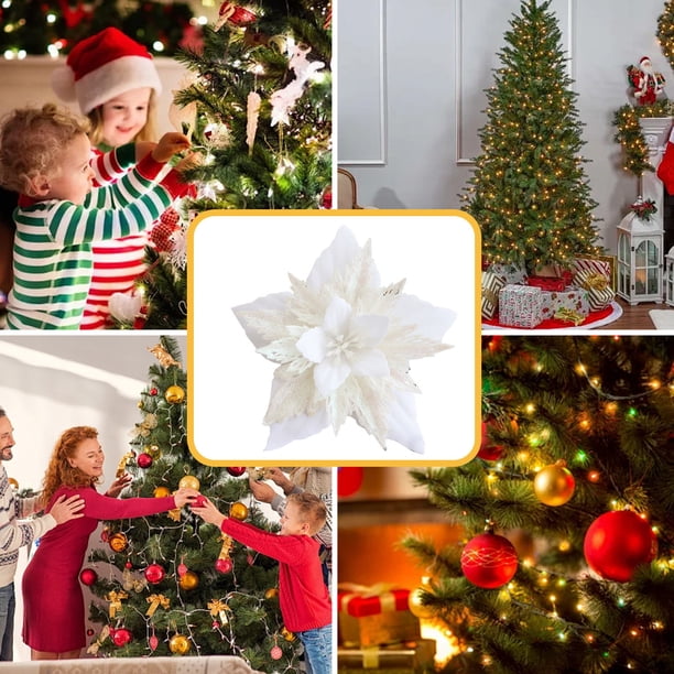 Ganfancp Flor de Navidad Simulación de Flor de Navidad Accesorios para Coronas de Navidad Decoración Del Árbol de Navidad Doble Flor de Navidad Ofertas Del Día 1*Flor de Navidad